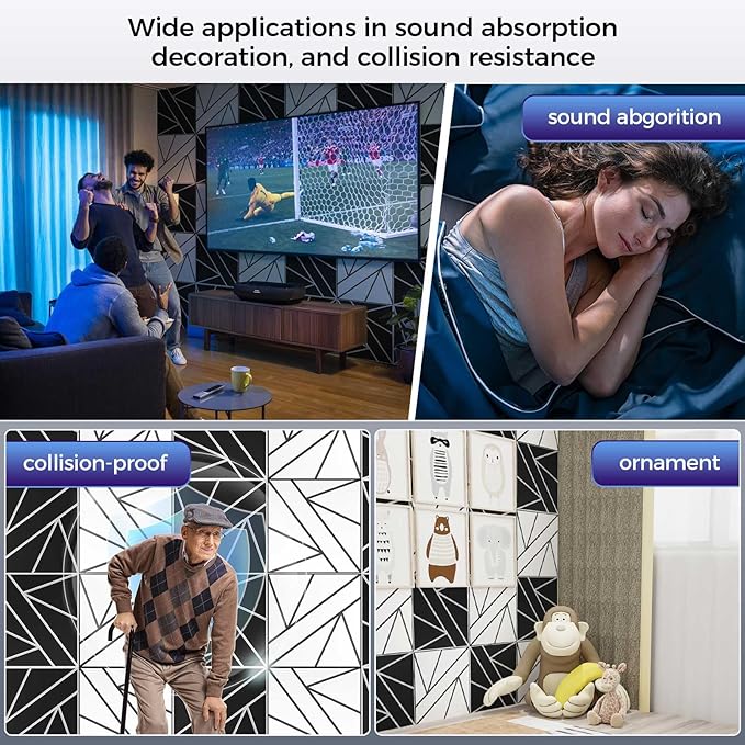 8 Pack 2-Layer Soundproof Wall Panels, 1.2lb/ft* High Density, Thicker 0.43 in - Image 6