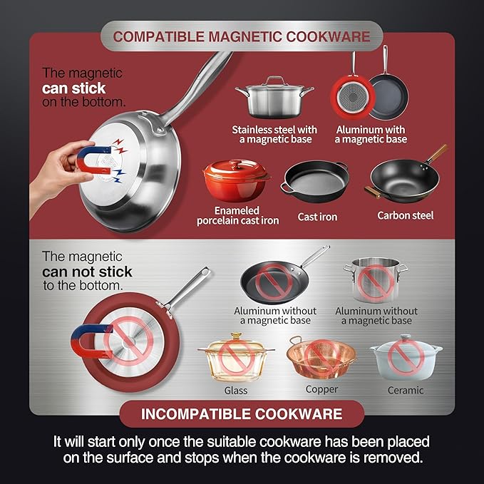 ChangBERT Induction Cooktop, Commercial Grade Portable Cooker, Large 8” Heating - Image 6