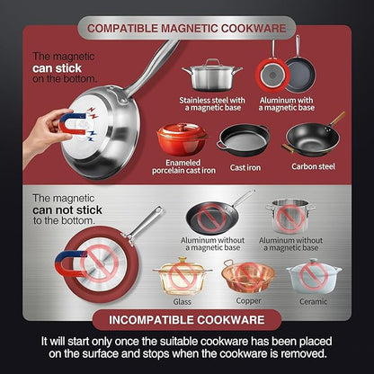 ChangBERT Induction Cooktop, Commercial Grade Portable Cooker, Large 8” Heating - Image 6