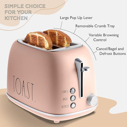 Rae Dunn Retro Rounded Bread Toaster, 2 Slice Stainless Steel Toaster - Image 3