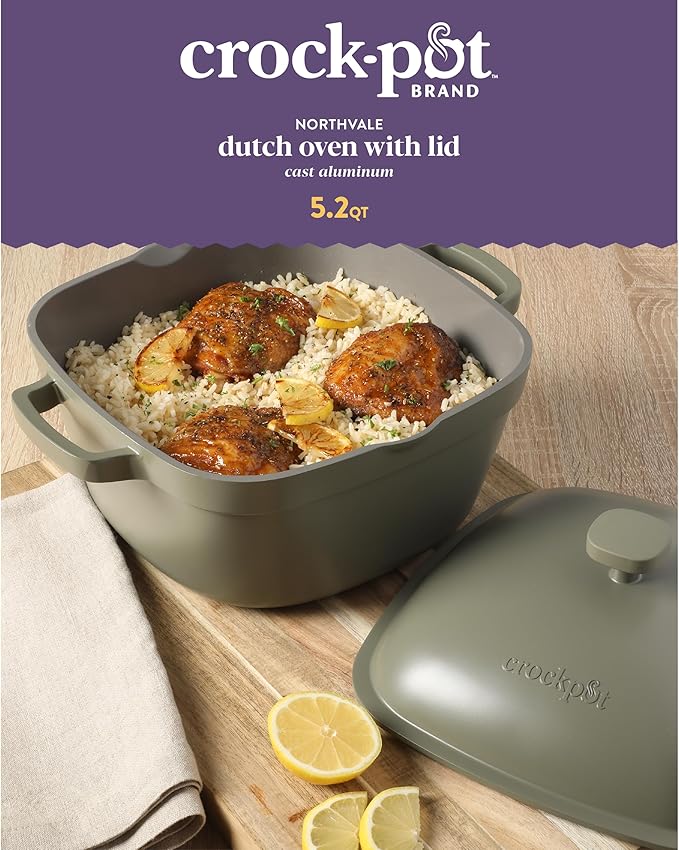 Crock-Pot Northvale Cast Aluminum Lightweight Durable 5.2 Quart Heavy Duty - Image 2