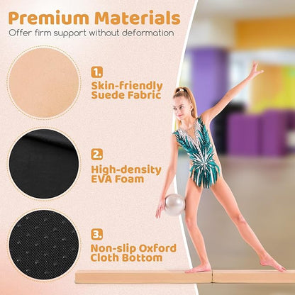 Giantex 7FT/8FT/9FT Balance Beam, Folding Gymnastics Beam w/Carry Handles - Image 2