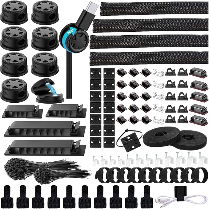 ELII 328Pcs Cable Management Kit, 8 Magnetic Cable Holder, 69Adhesive Cable by OfficeArtCraftsProducts
