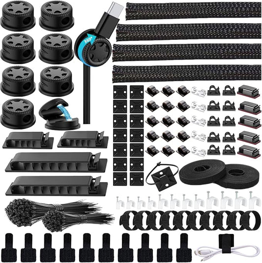 ELII 328Pcs Cable Management Kit, 8 Magnetic Cable Holder, 69Adhesive Cable by OfficeArtCraftsProducts