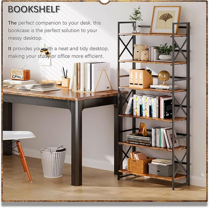 4NM 6 Tiers No Assembly Book Shelves, 61.8" H Folding Bookshelf Bookcase Open - Image 3