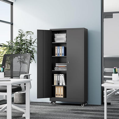 Metal Rolling Storage Cabinet-74.6” Tall Steel File Cabinets - Image 2