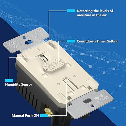 LIDER No Neutral Wire Required Humidity Sensor Switch, Automatic Humidity - Image 6
