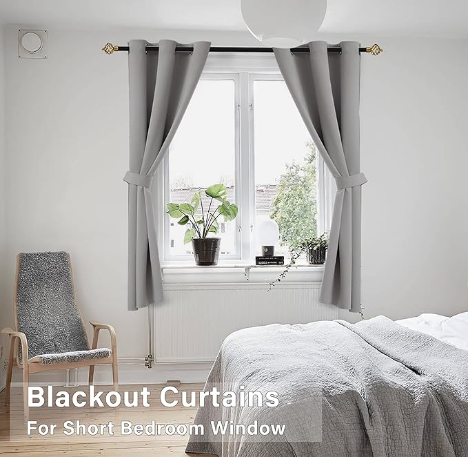 KOUFALL 45 Inch Length Kitchen Blackout Curtains Set of 2 Grommet Room - Image 4