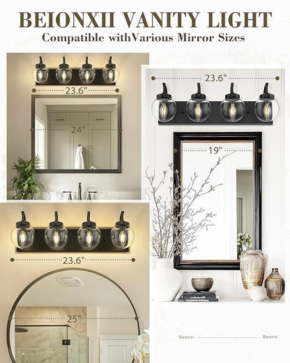 Beionxii 4-Light Bathroom Light Fixtures, Modern Vanity Lighting Fixtures Over - Image 8