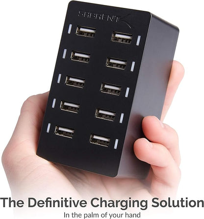 Sabrent 60 Watt 10-Port Family-Sized Desktop USB Rapid Charger. Smart USB Ports - Image 6