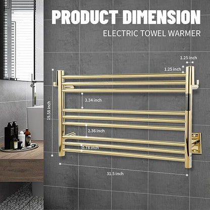 K&KALONZO Towel Warmer for Bathroom, Wall-Mounted 9-Bar Heated Towel Rack - Image 5