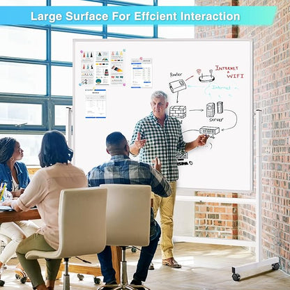 maxtek Rolling Whiteboard 60x48, Large Double-Sided White Board Dry Erase on - Image 7