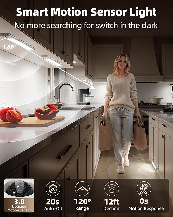 EZVALO 5 Pack Under Cabinet Lighting, 3200mAh Rechargeable Motion Sensor Light - Image 3