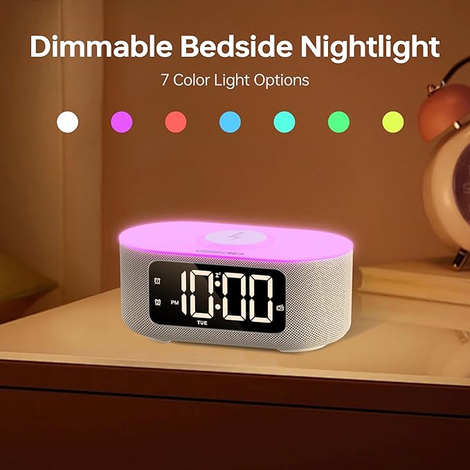 JALL Fabric Alarm Clock for Bedroom, - Image 6