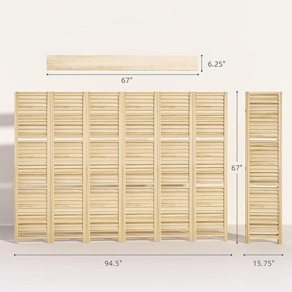 HOMCOM Room Divider, 6 Panel 67" Tall Wood Privacy Screen - Image 7