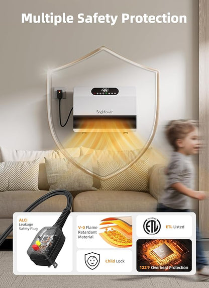 Brightown Wall Heater for Indoor Use, Electric Space Heater - Image 3