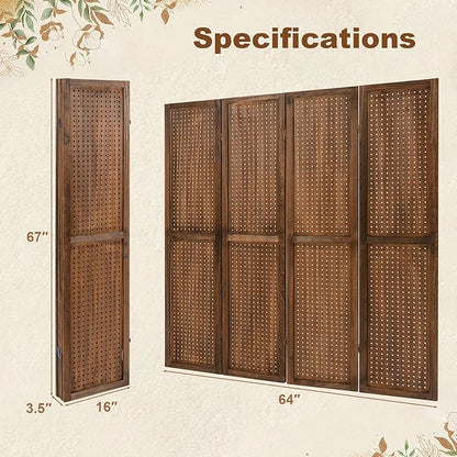 Giantex 4 Panel Pegboard Display & Room Divider, 5.6FT Folding Pegboard Stand - Image 7