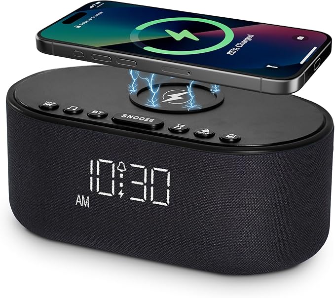 Sound Machine Alarm Clock for Bedrooms: Bluetooth 10W Stereo Sound Speaker by Odokee