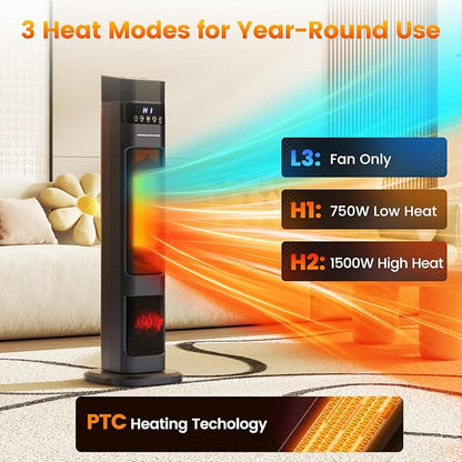 Auertech 31" Space Heater with Humidifier, 3 in 1 Electric Space Heater with 3D - Image 4