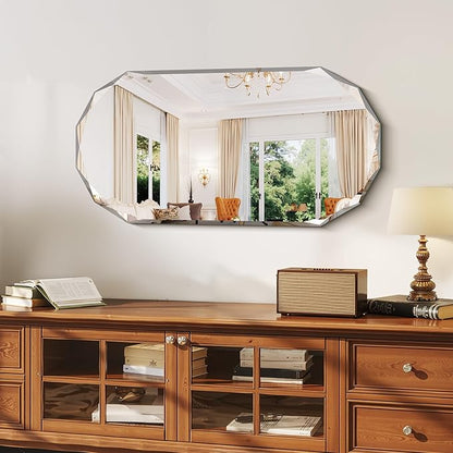 GLASHOM Beveled Edge Frameless Bathroom Mirror, Oval Wall Mirror - Image 8