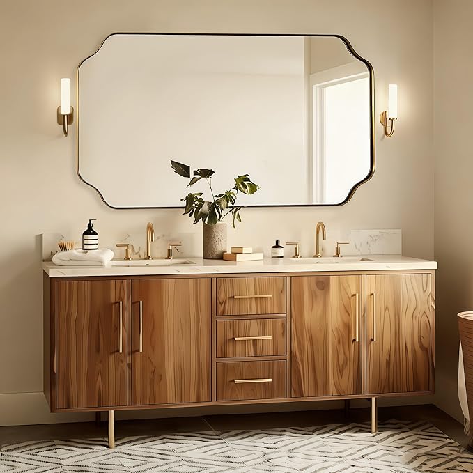 ANDY STAR 30"x55" Large Bathroom Mirror, Brushed Brass Full Length Wall Mirror - Image 3