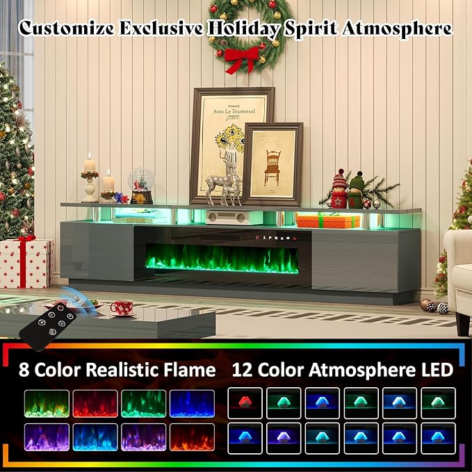 AMERLIFE 90" 2 Tier Fireplace TV Stand - Image 4