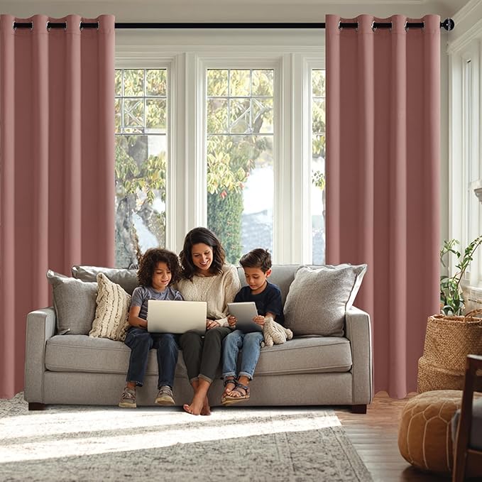 JIUZHEN Dried Rose Blackout Curtains - Image 3