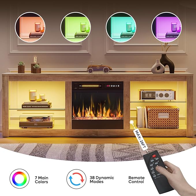 Bestier 63 Inch Modern Fireplace TV Stand - Image 4
