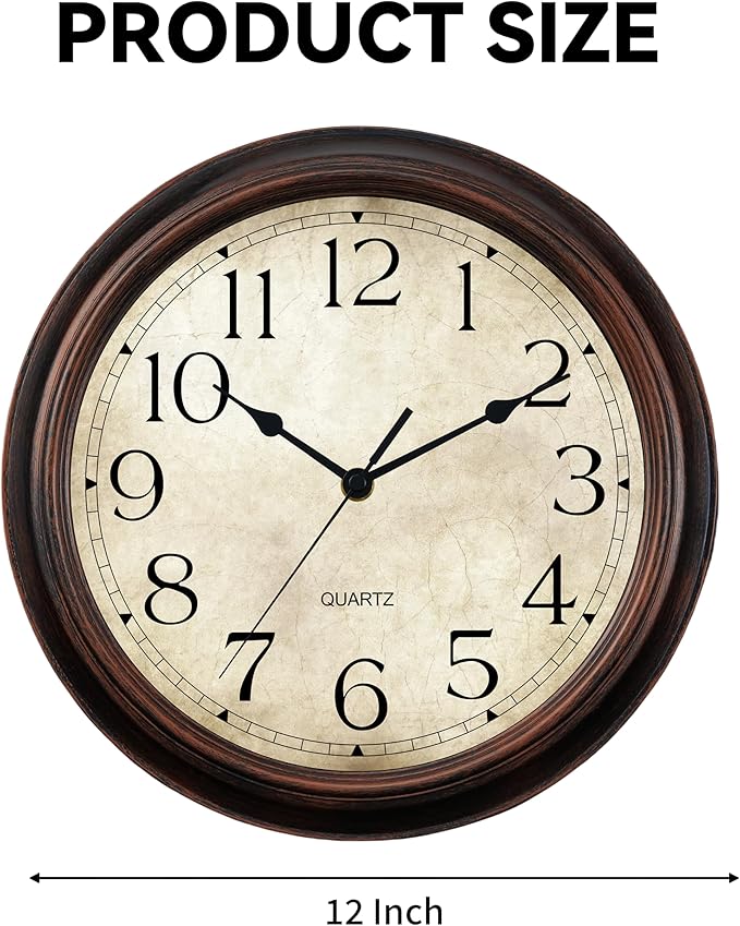 KECYET 12 Inch Wall Clocks Battery Operated Silent Non-Ticking Analog Wall - Image 5