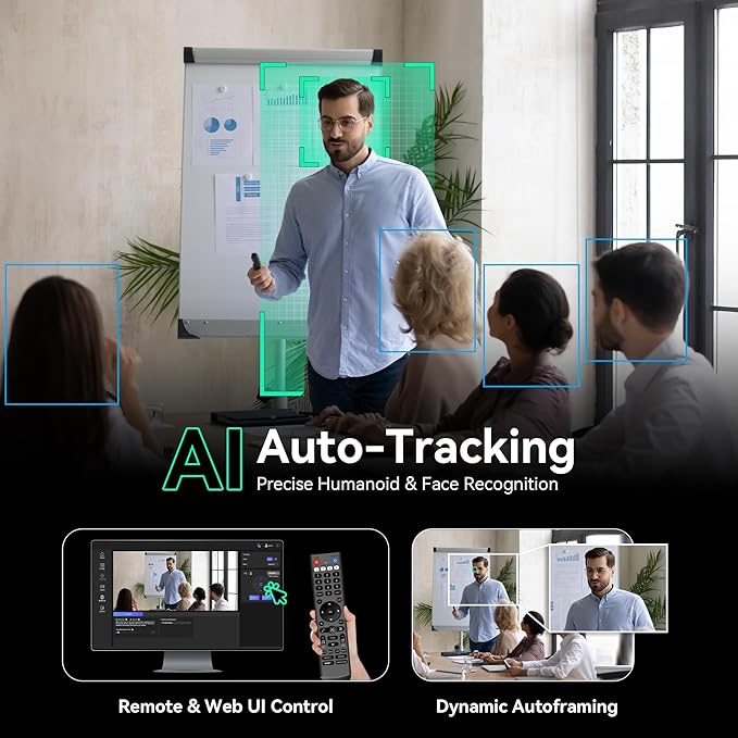 Tenveo 4K NDI PTZ Camera AI Humanoid & Face Auto-Tracking, HDMI/LAN/USB3.0 PoE - Image 4