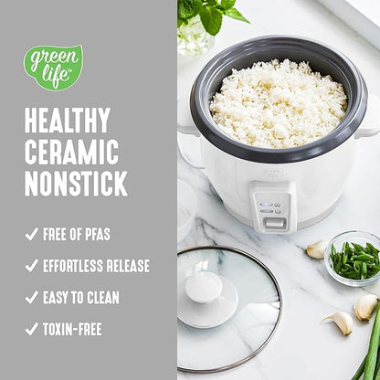 GreenLife Rice Cooker with Removable PFAS-Free Ceramic Nonstick Pot, 3-Cups - Image 3