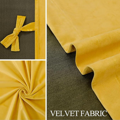 JIUZHEN Yellow Velvet Curtains 72 inches Blackout Curtains - Image 5