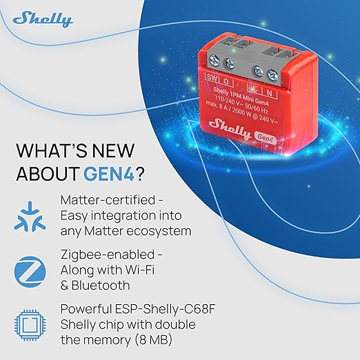 Shelly 1PM Mini Gen4 | Wi-Fi, Matter Smart Relay Switch - Image 2