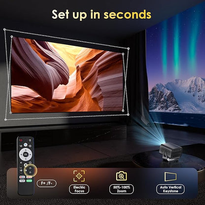 ZENTALITY Projector with WiFi and Bluetooth, Electric Focus & Vertical Keystone - Image 4