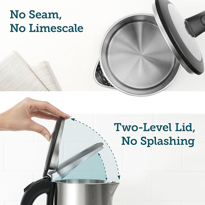 Cosori Electric Kettle, No Plastic Inner Lid, Filter & Spout, Stainless Steel - Image 8