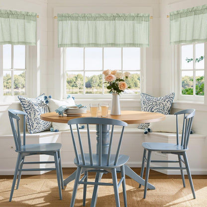 NICETOWN Sage Green Rustic Gingham Valance for Windows, 42" x 18", 1 Panel | Farmhouse Living Room Kitchen Room Bedroom Valances Rod Pocket Window Treatment