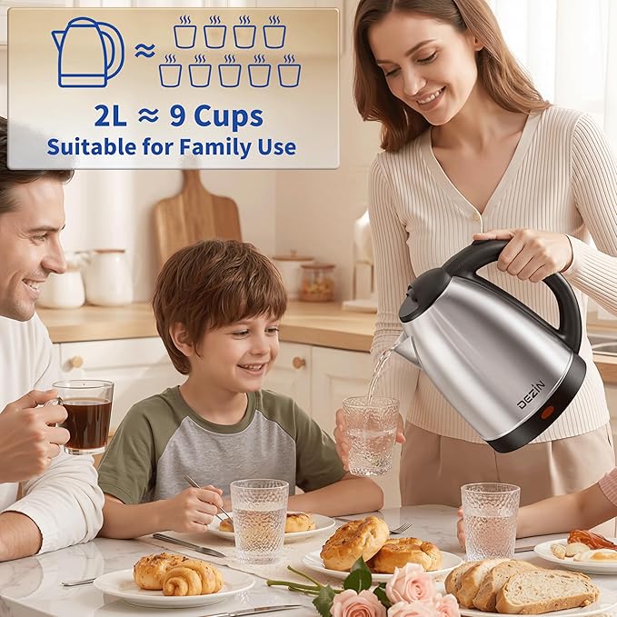 DEZIN Electric Kettle Upgraded, BPA Free 2L Stainless Steel Tea Kettle - Image 2