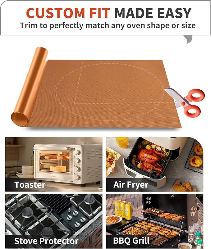 3 Pack Oven Liners for Bottom of Oven, 17x25" Large Heavy Duty Non-Stick - Image 5