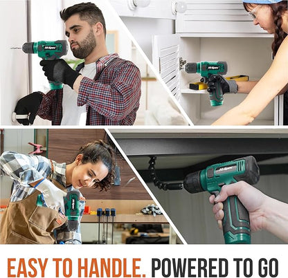 Hi-Spec 110pc Green 8V USB Electric Power Cordless Drill Driver Set. Drill Bits - Image 6