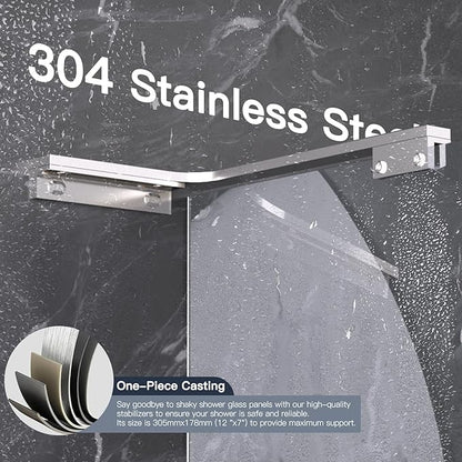 Shower Glass Support Bar, Both Sides Available, Frameless Bathroom Glass Clamp - Image 5