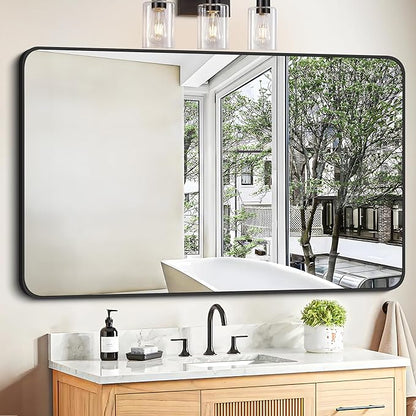 FORBATH Black Bathroom Mirror, Rectangular Vanity Mirror 30 x 48 Inch Wall by FORBATH