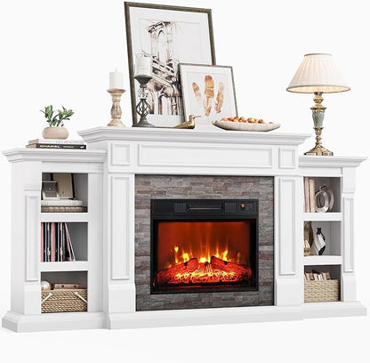 72" Electric Fireplace with Mantel, Fireplace TV Stand by WelcometoLGHMHome