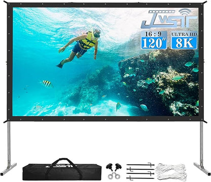 Projector Screen and Stand, JWSIT 120 inch Outdoor Movie Screen-Upgraded 3 by JWSIT