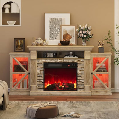 QUW Electric Fireplace TV Stand, Modern TV Console Table - Image 9