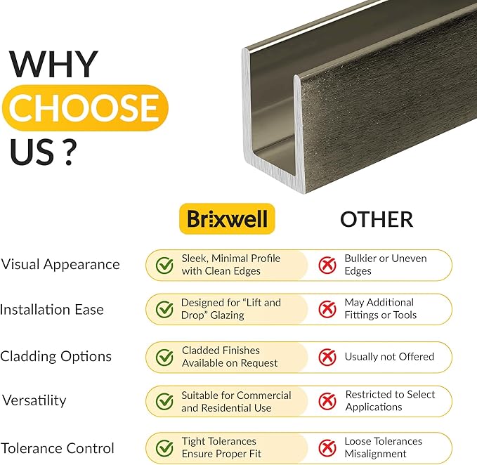Brixwell 3/8" Fixed Panel Shower Door Deep U Channel, Antique Brushed Nickel - Image 7