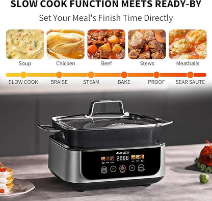 Slow Cooker 7 Quart | Programmable Multi-Cooker PFOA-Free Ceramic Coating - Image 5