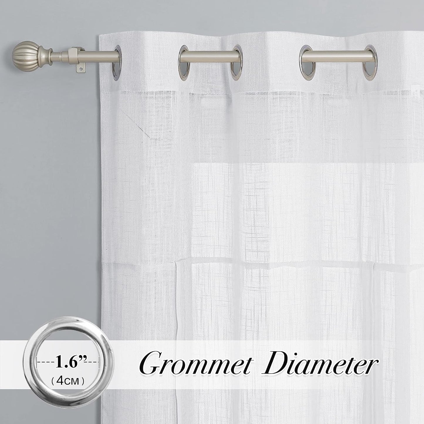 Pony Dance Tie Up Curtains - Bathroom Window Curtain Small Ballon Shade Valances for Kitchen Linen Look Semi-Sheer Decorative, 42 inches x 45 inches, White, 1 Piece