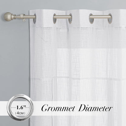 Pony Dance Tie Up Curtains - Bathroom Window Curtain Small Ballon Shade Valances for Kitchen Linen Look Semi-Sheer Decorative, 42 inches x 45 inches, White, 1 Piece