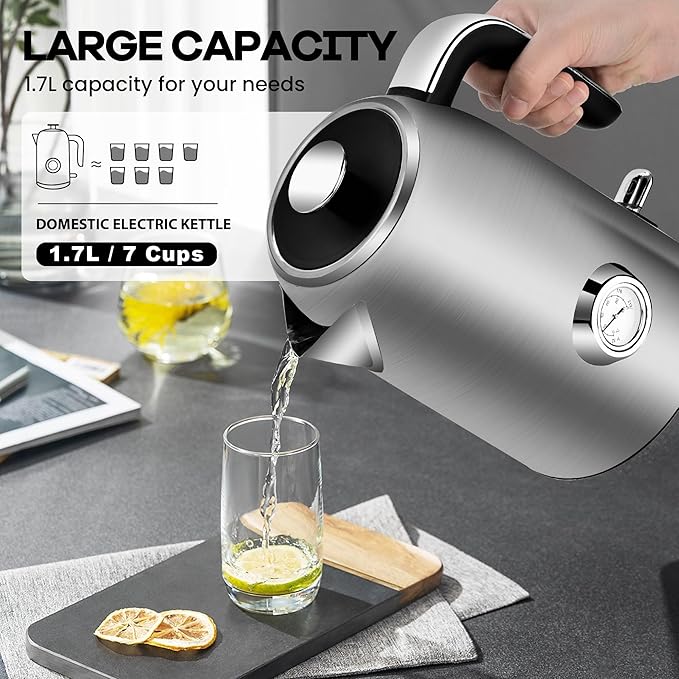 Pukomc Electric Kettle, 1.7L Stainless Steel Electric tea kettle - Image 4