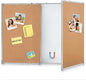 48"x18" Tri-fold Cork Board Whiteboard Combo, Foldable Combination Magnetic Dry by Mooliwe